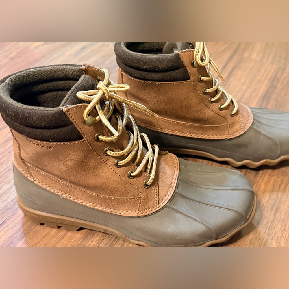 MEN'S SPERRY STS14140 BREWSTER WATERPROOF DUCK DARK TAN BOOT $130 SIZE 9.5